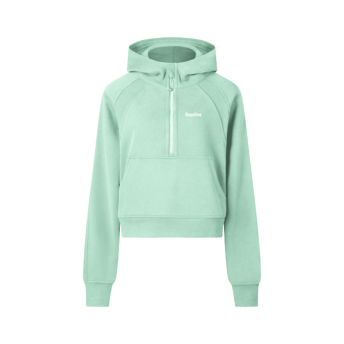 One More Set Cropped Half-Zip Hoodie