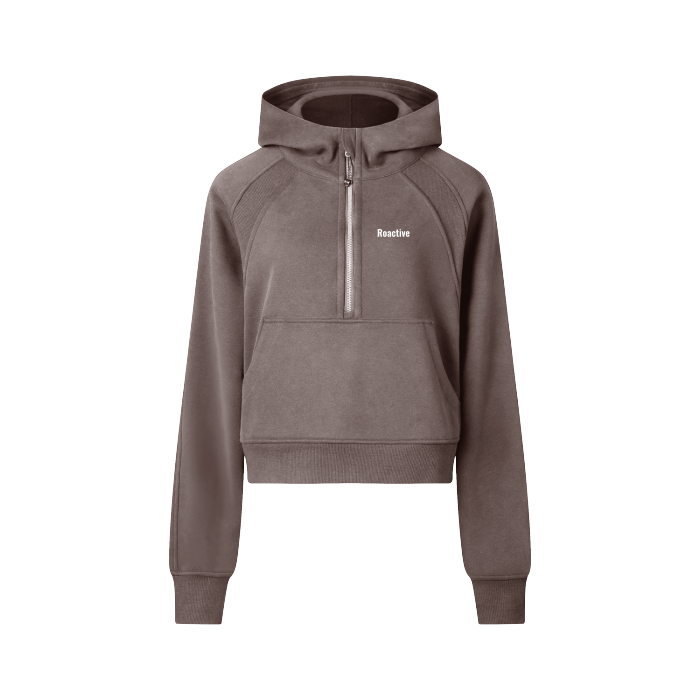 One More Set Cropped Half-Zip Hoodie