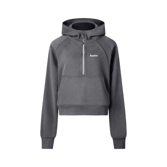 One More Set Cropped Half-Zip Hoodie