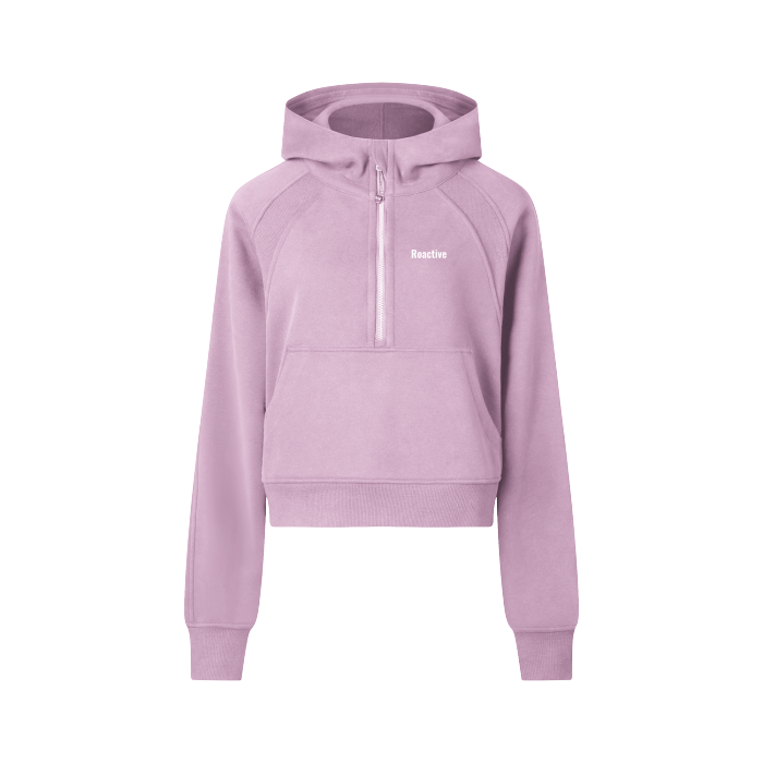 One More Set Cropped Half-Zip Hoodie