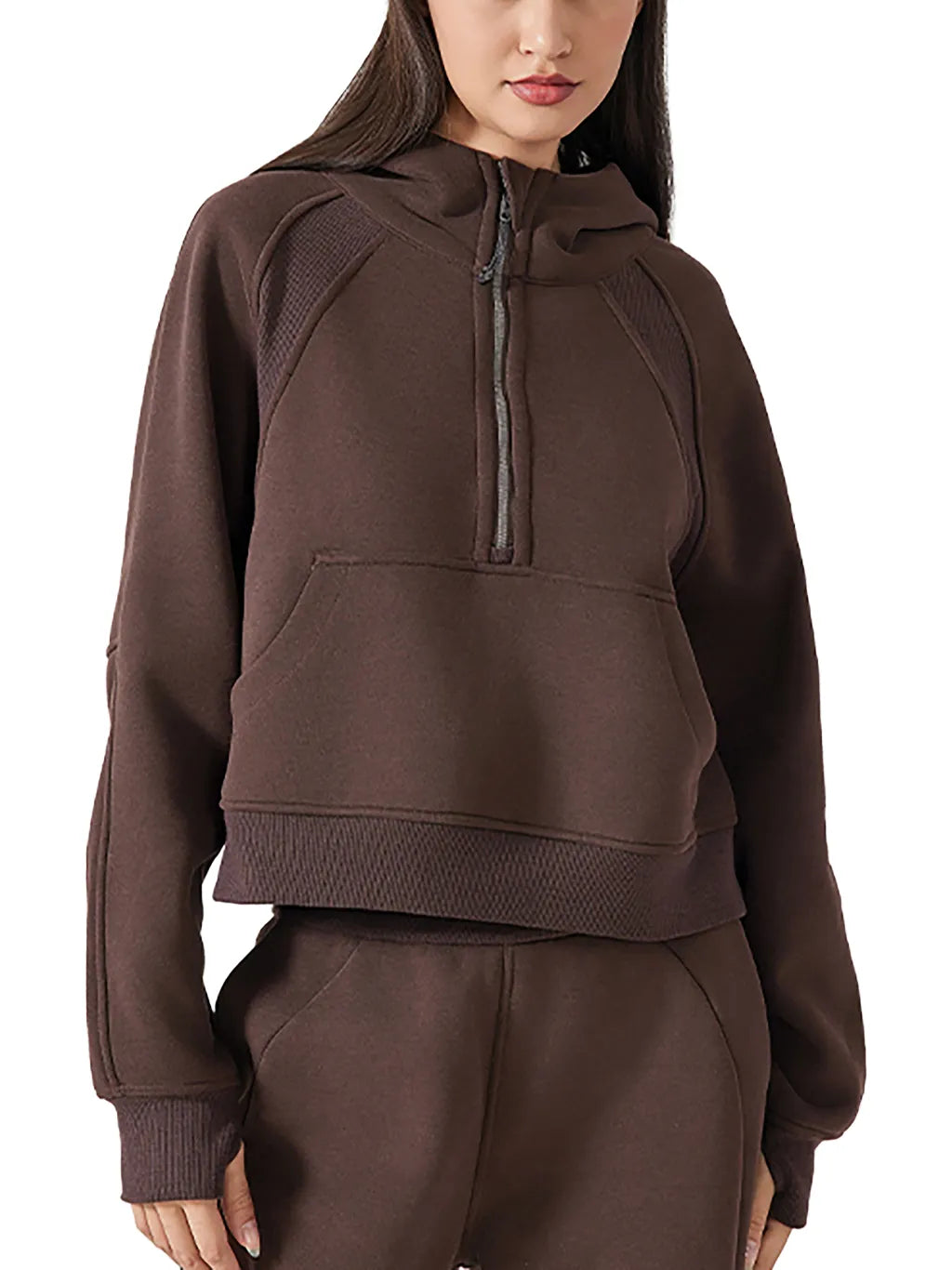 One More Set Cropped Half-Zip Hoodie