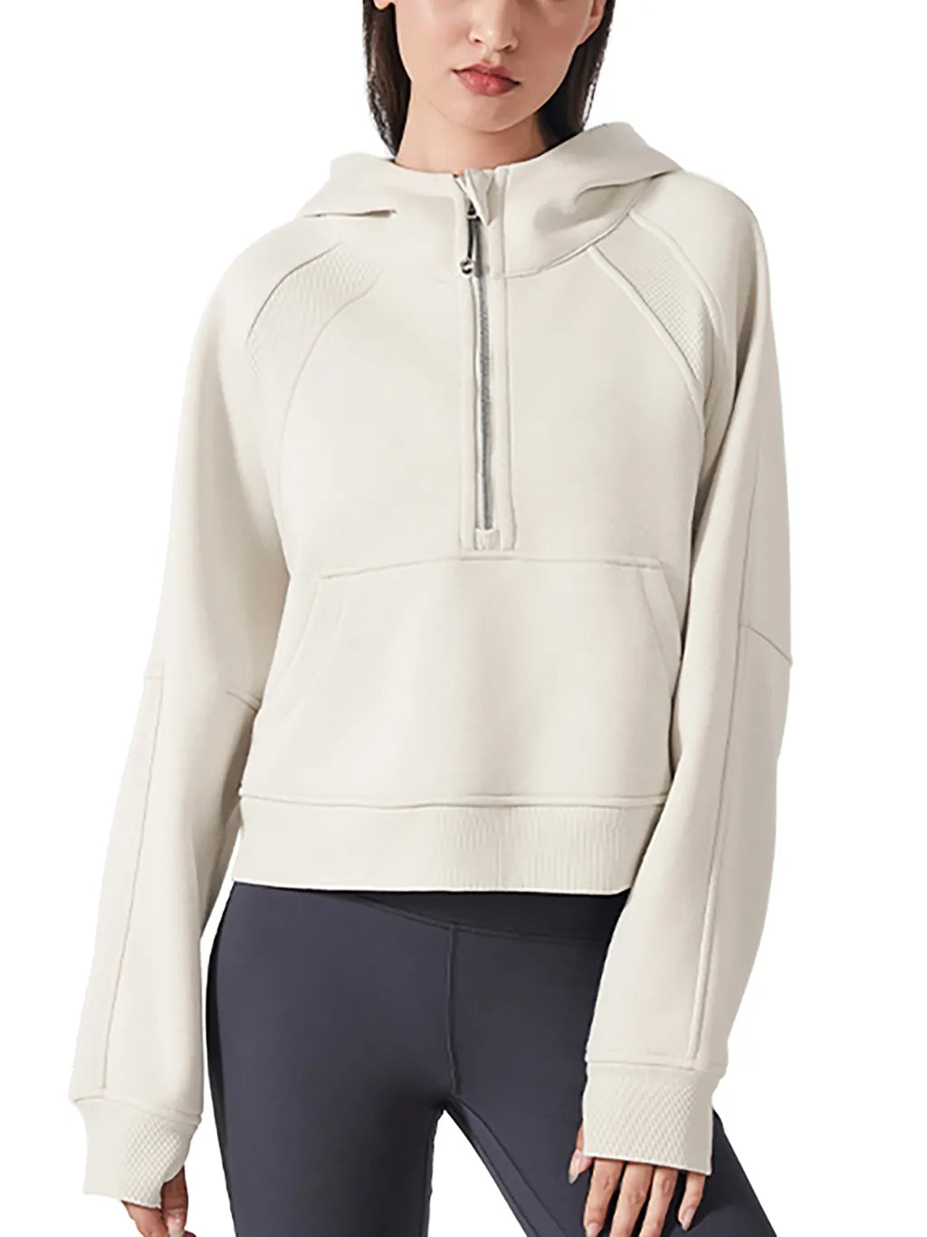 One More Set Cropped Half-Zip Hoodie