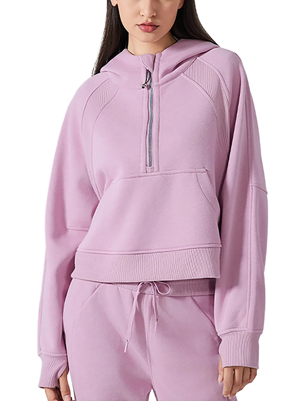 One More Set Cropped Half-Zip Hoodie